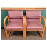 A Pair of Modernist Oak Sled Base Armchairs with P