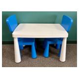 Three Piece Childrens Molded Plastic Table and Cha