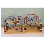 A Pair of Wooden Bead Maze Activity Toys