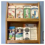 Wall-Mounted Solid Oak Two-Tier Brochure Rack
