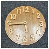 Large Round Wooden Wall Clock with Applied Three-D
