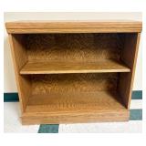 Low Two-Shelf Oak-Finished Veneer Bookcase