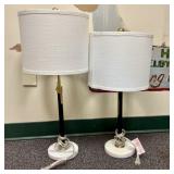 A Pair of Contemporary Adjustable Metal and Marble