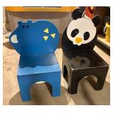 A Pair of Childrens Wooden Animal Character Chairs
