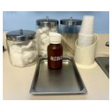 A Collection of Pyrex Glass Storage Jars and Medic