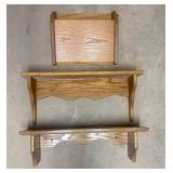Three Solid Oak Wall-Hanging Shelves with Scallope