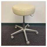 Adjustable Rolling Industrial Stool with Cream Vin