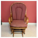 Solid Oak Spindle Back Glider Rocking Chair with B