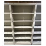 Three HON Tan Metal Six-Shelf Open Filing Units