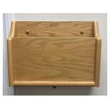 Wall Mounted Single Pocket Solid Oak File and Mail