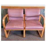 Two-Seat Oak Frame Waiting Room Settee