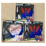 Three Galactic Shield and Saber Toy Combat Sets