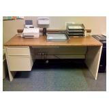 Metal Base Office Desk With Wood-Grain Top