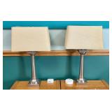 A Pair of Contemporary Brushed Nickel Table Lamps