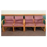 A Set of Oak Frame Two Seat Reception Chairs with