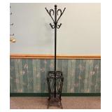 Wrought Iron Coat Rack with Integrated Umbrella St