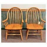 A Pair of Windsor Style Oak Armchairs