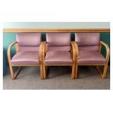 A Trio of Modern Solid Oak Sled-Base Armchairs
