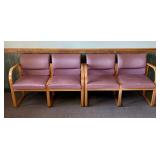 A Pair of Two-Seat Modular Oak Reception Benches w