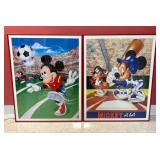 A Pair of Framed Mickey Mouse and Goofy Sports Pri