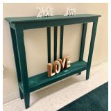 Contemporary Narrow Teal Painted Wood Console Tabl