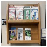 Wall-Mounted Two-Tier Oak Literature Rack