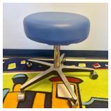 Blue Vinyl Padded Pneumatic Medical Stool on Five-