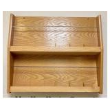Two-Tier Oak Wall-Mounted Display Rack with Metal