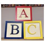 Three Large Wooden Decorative Alphabet Blocks