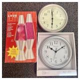 Lava Lamp Set, Mainstays Wall Clock & Equity Wall