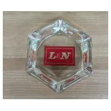 Vintage L&N Railroad Advertising Pressed Glass Hex