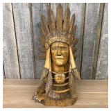 Large Hand Carved Wooden Native American Chief Bus