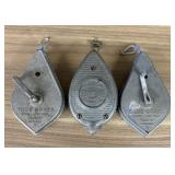 Three Blue Grass Aluminum Chalk Line Reel Plumb Bo