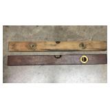 Two Blue Grass Wooden Levels with Brass Hardware