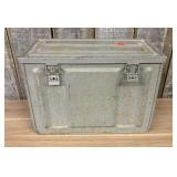 Vintage Industrial Steel Storage Trunk with Latch