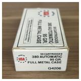 One Box of 50 Cartridges 380 Automatic 95 Grain Fu
