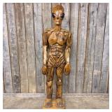 Large Scale Assembled Teak Alien Sculpture