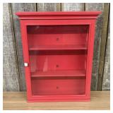 Red Painted Wood and Glass Wall Mounted Display Ca