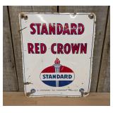 Standard Red Crown Porcelain Enamel Gas Pump Plate