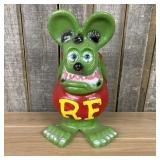 Painted Cast Concrete Rat Fink Garden Statuary