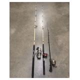 Three Vintage Fishing Rod and Reel Combinations In