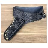 Tooled Black Leather Buscadero Style Gun Belt and