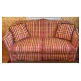 Pearson Upholstered Camelback Loveseat in Poppy Gi