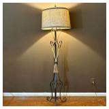 Wrought Iron Floor Lamp with Oversized Crackle Fin