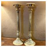 A Pair of Tall Neoclassical Style Brass Pricket Ca