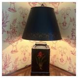 Chinoiserie Hand Painted Toleware Style Table Lamp