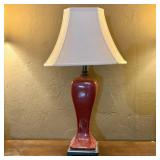 Large Glazed Red Ceramic Baluster Form Table Lamp
