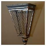 Tapered Bronze and Gilt Finished Metal Trellis Wal