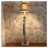 Marble and Metal Candlestick Buffet Lamp with Bead