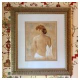 J. Thomas Mixed Media Drawing of a Seated Female F